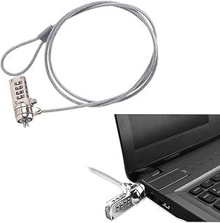 Exon X1052 Laptop Lock and Security Cable, 4 Digit Security Password Cable Anti-theft Chain Leash Lock, Combination Lock for Desktops, Notebook and Projectors