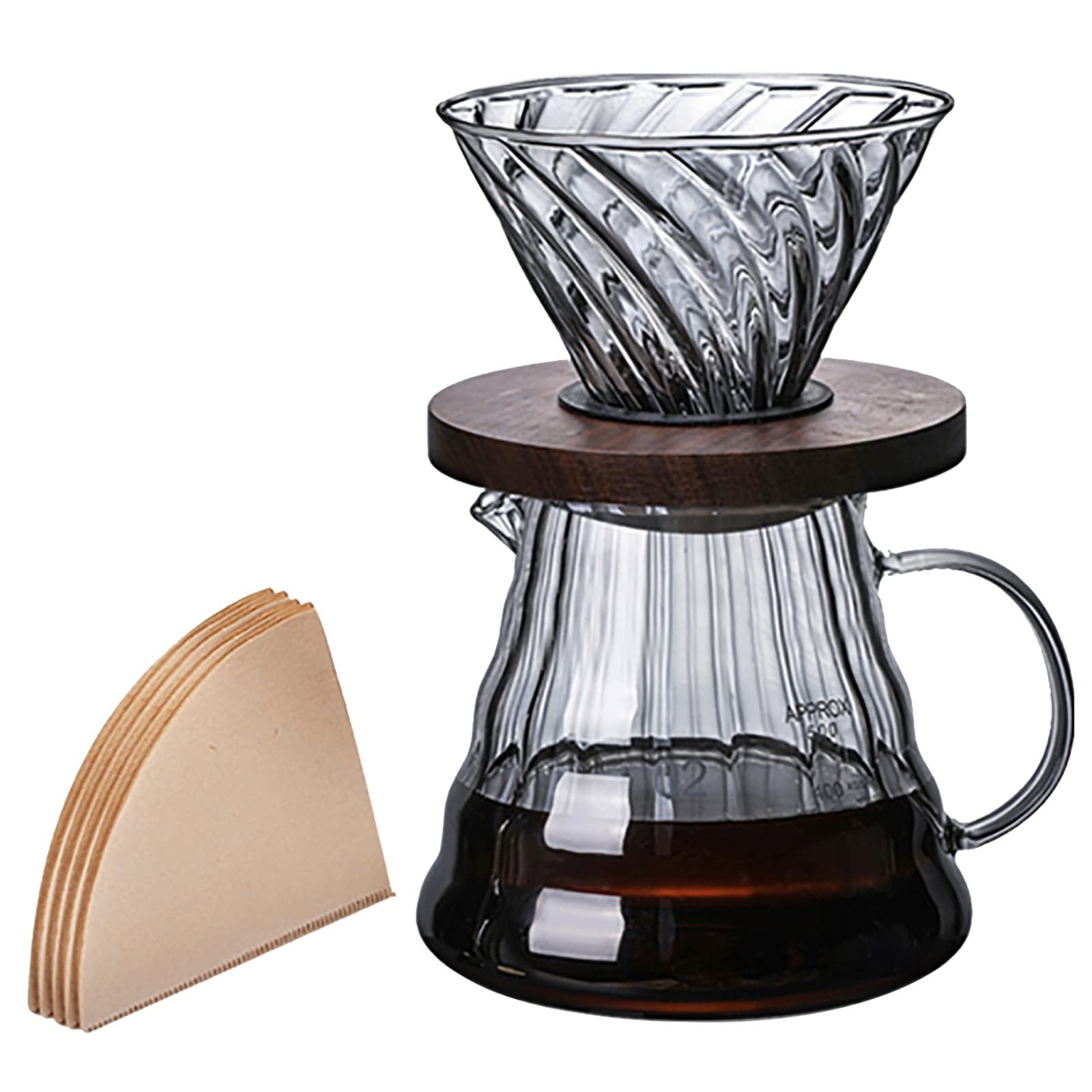 HMTE Cafetera de Vidrio para Verter, Juego de cafetera para Verter, cafetera de Goteo, cafetera de Mano Reutilizable, hogar, Viajes, al Aire Libre (20.28 oz/600 ml) (Color : B) (C)