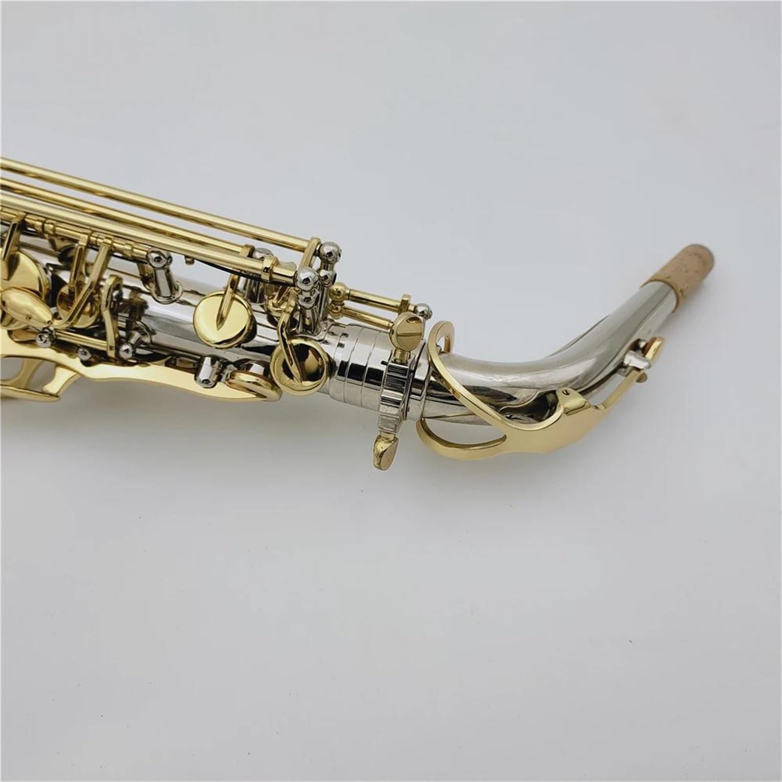 Saxofón Saxofón Alto Latón Cuerpo Bañado En Plata Llave Lacada En Oro Eb Tune E Flat Sax Con Estuche Para Boquilla (Color : Leather bag)