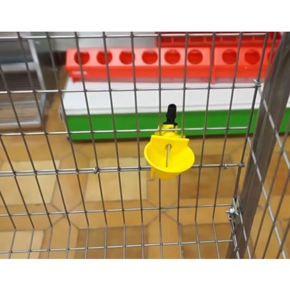 Abbeveratoio automatico per galline e perdici | Confezione da 5 | Collegamento a serbatoio d'acqua | Fissaggio in gabbia | Per pollame, polli, anatre