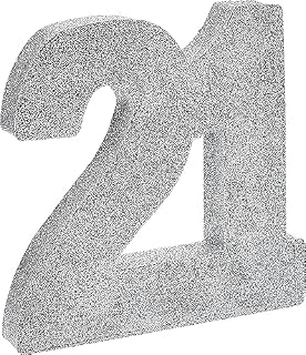 Number 21 Glitter Table Decoration Silver