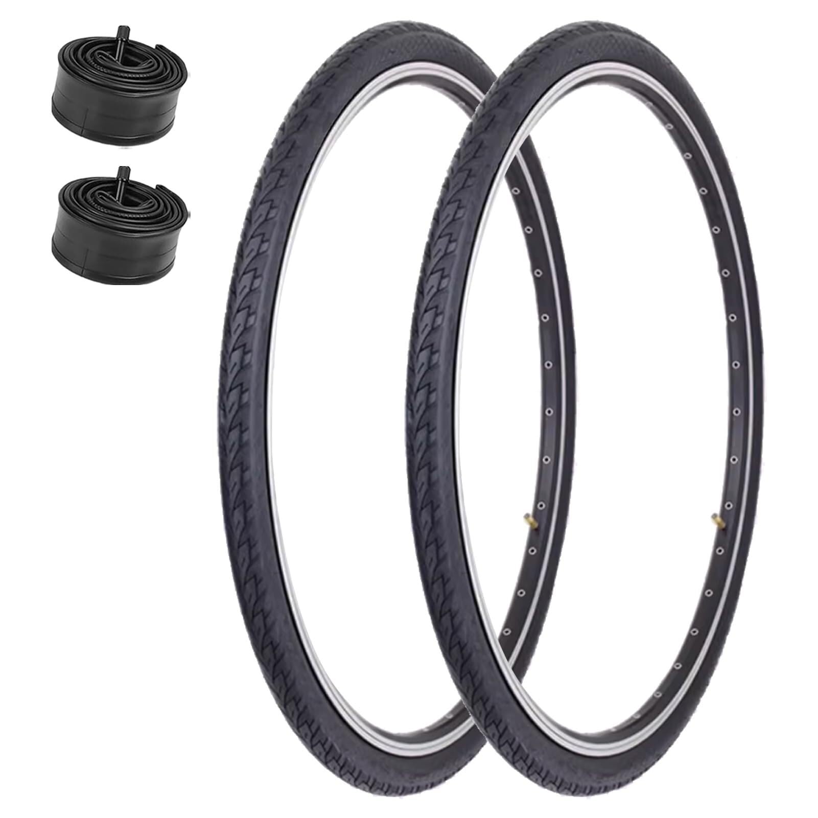700x38c Para Opon do Roweru Szosowego z Dętką, Zawór Schradera 48 mm, Opony 60 TPI Odporne na Przekłucia do Jazdy Miejskiej, po żwirze i Rowerów Hybrydowych
