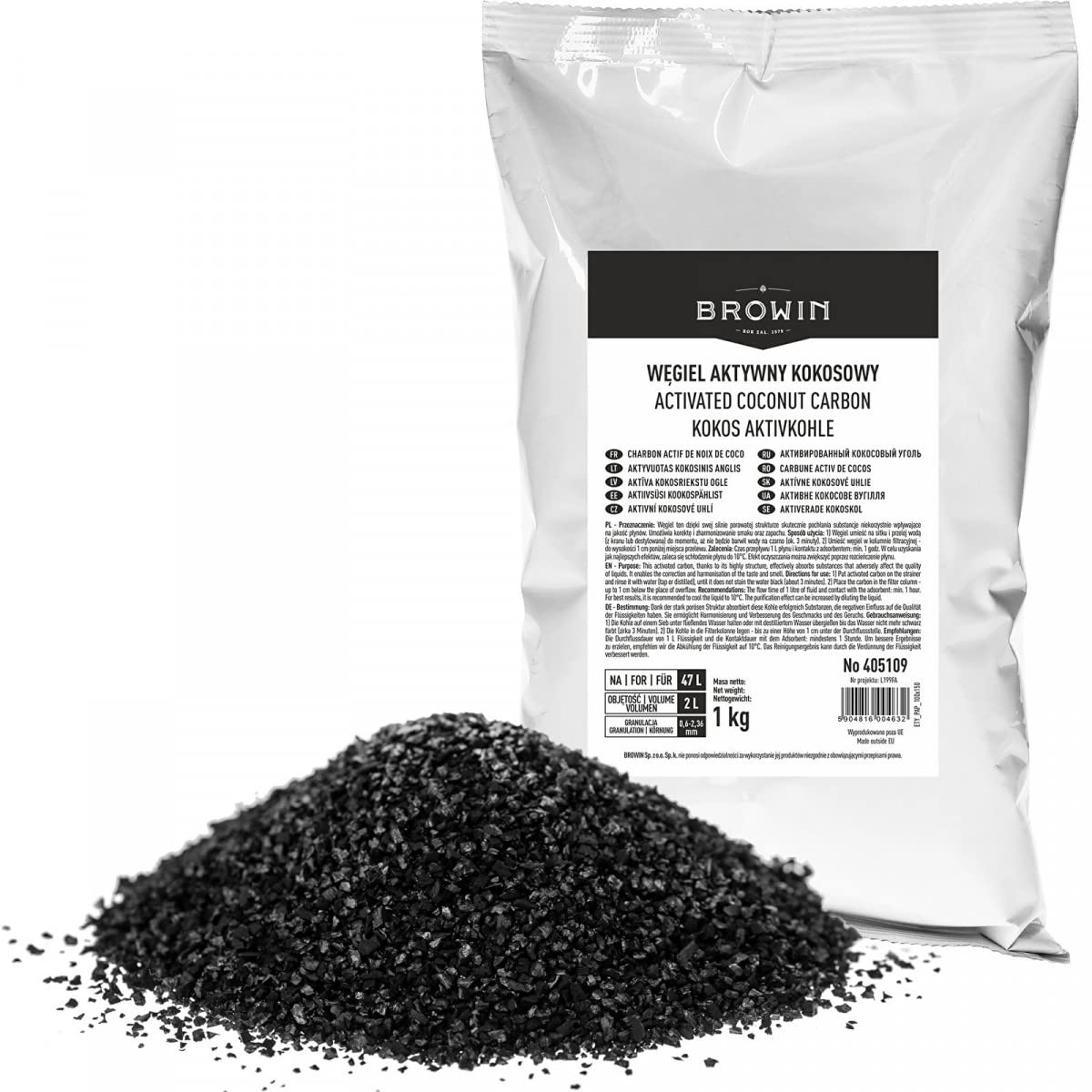 Alcofermbrew Black Active Coconut Carbon 1 Kg – Activated Carbon For Filtering | Carbon For Purification | Activated Charcoal Powder