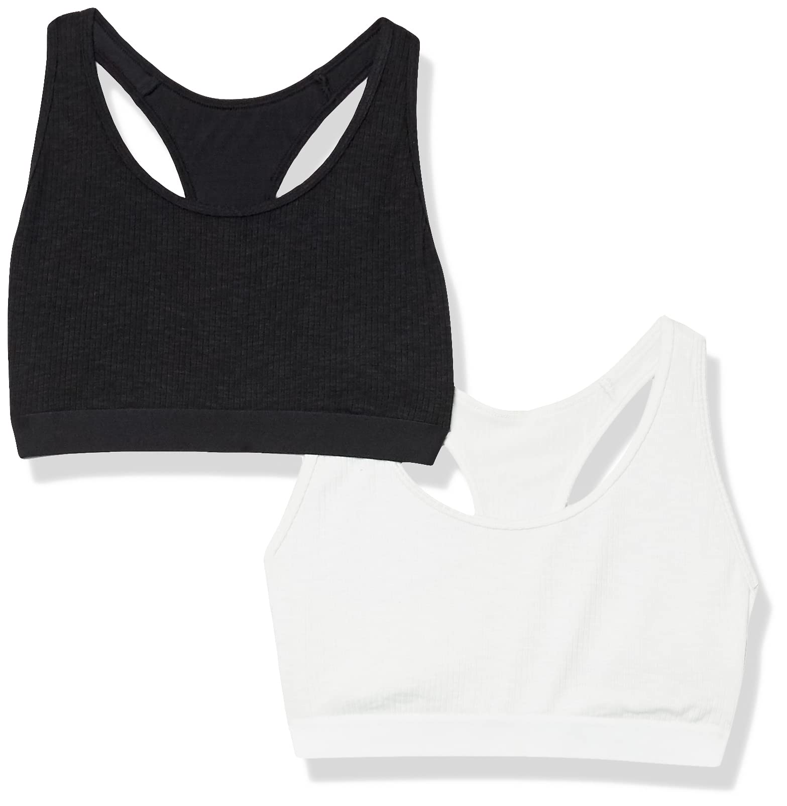 Amazon Essentials Bralette Sfoderata a Costine con Scollo Rotondo Lounge Donna, Pacco da 2