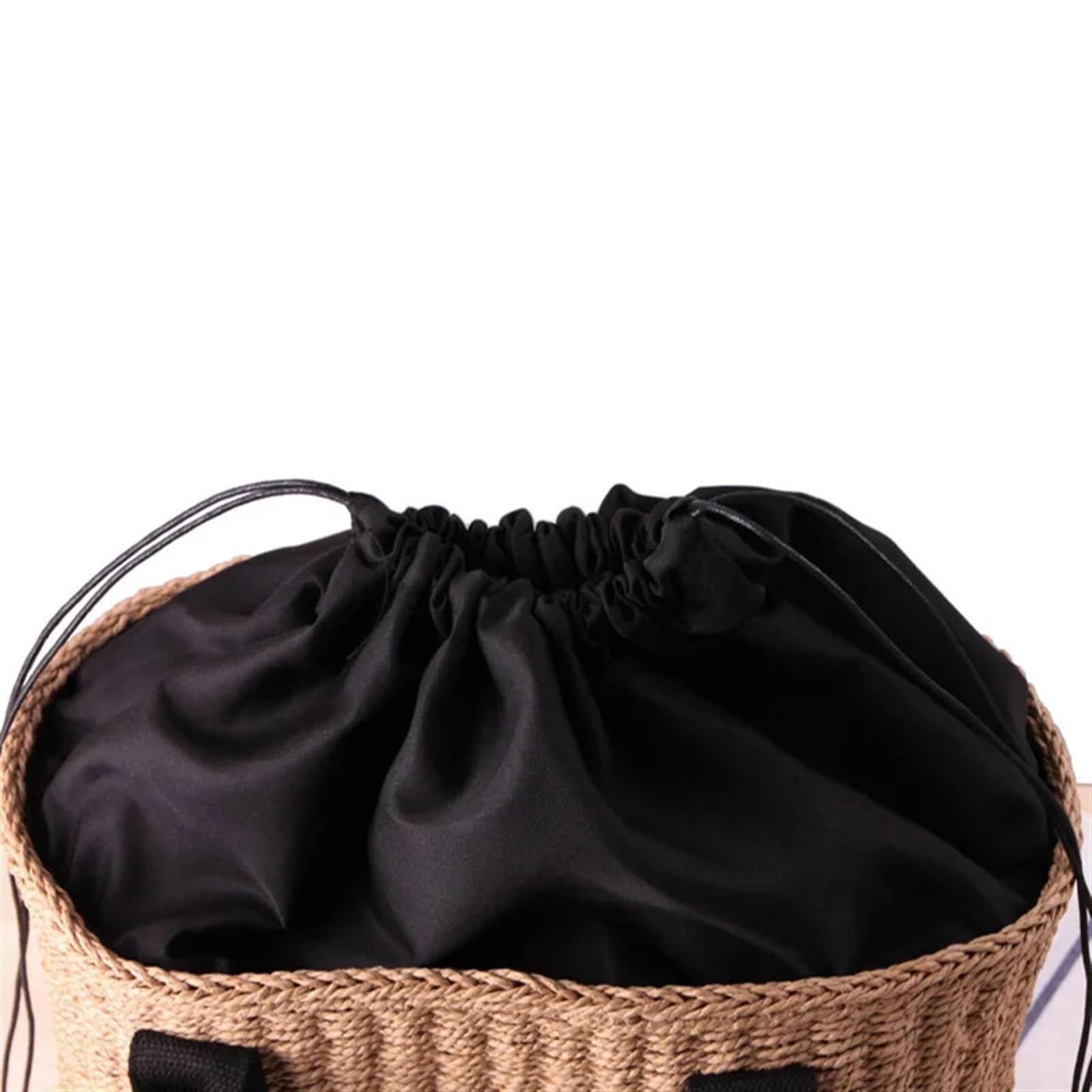 Strohtasche Stroh Frauen Einkaufstasche Rattan gewebt Handtaschen handgemachte Reise Shopper Schultertasche lässig Strandtasche(Beige)