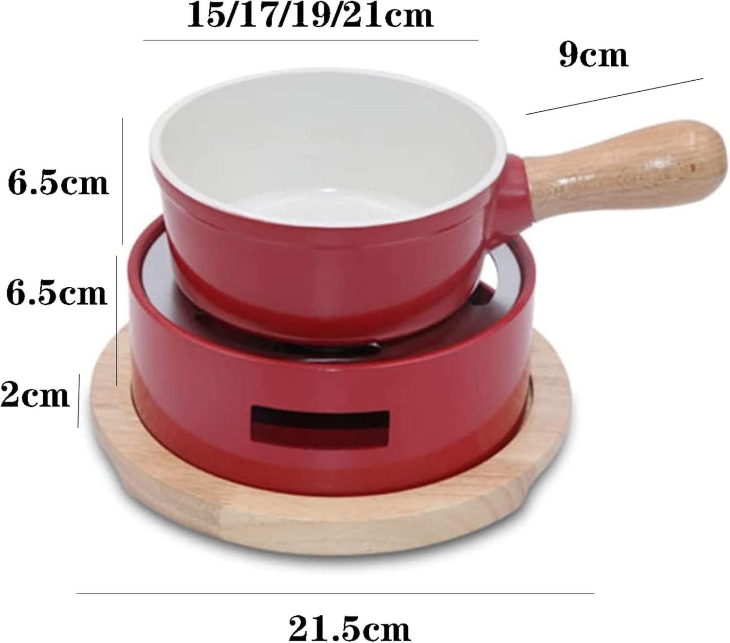 Cheese Fondue Set, Aluminum Alloy Fondue Set, Includes Ceramic Pots,Premium Porcelain Melting Pot for Cheese, Chocolate, for Table Side Service Buffet