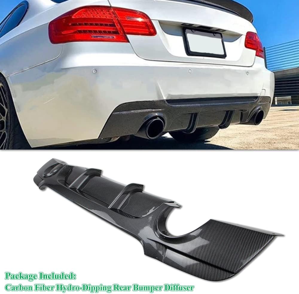 Rear Diffuser Compatible with 2006-13 BMW E92 Coupe E93 Convertible M Sport Bumper Diffuser Carbon Fiber Hydro-Dipping ABS Plastic