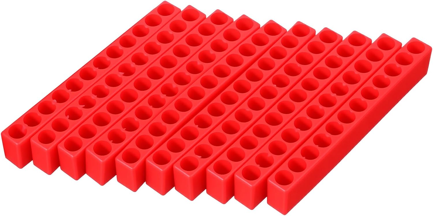 12 Holes Hex Bit, 10 PCS 1/4 Inch Bit Organizer 12 Holes Hex Shank Bit Holder Red Screwdriver Bit Holder Bits Storage Plastic Storage Organizer Hex Shank Bits Storages