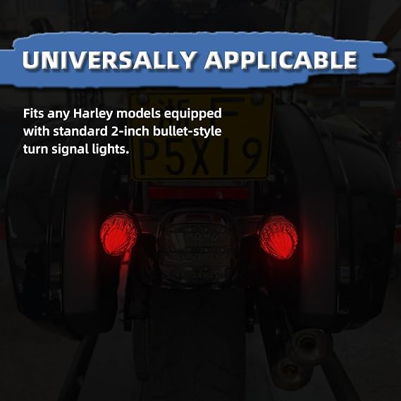 Motorcycle Bullet Rear Turn Signal Lens Covers 2 Pack, 2 Smoked Tail Light Lense Replacement for Harley Softail Sportster Street Glide Electra Fatboy Deluxe Bikes Accessories