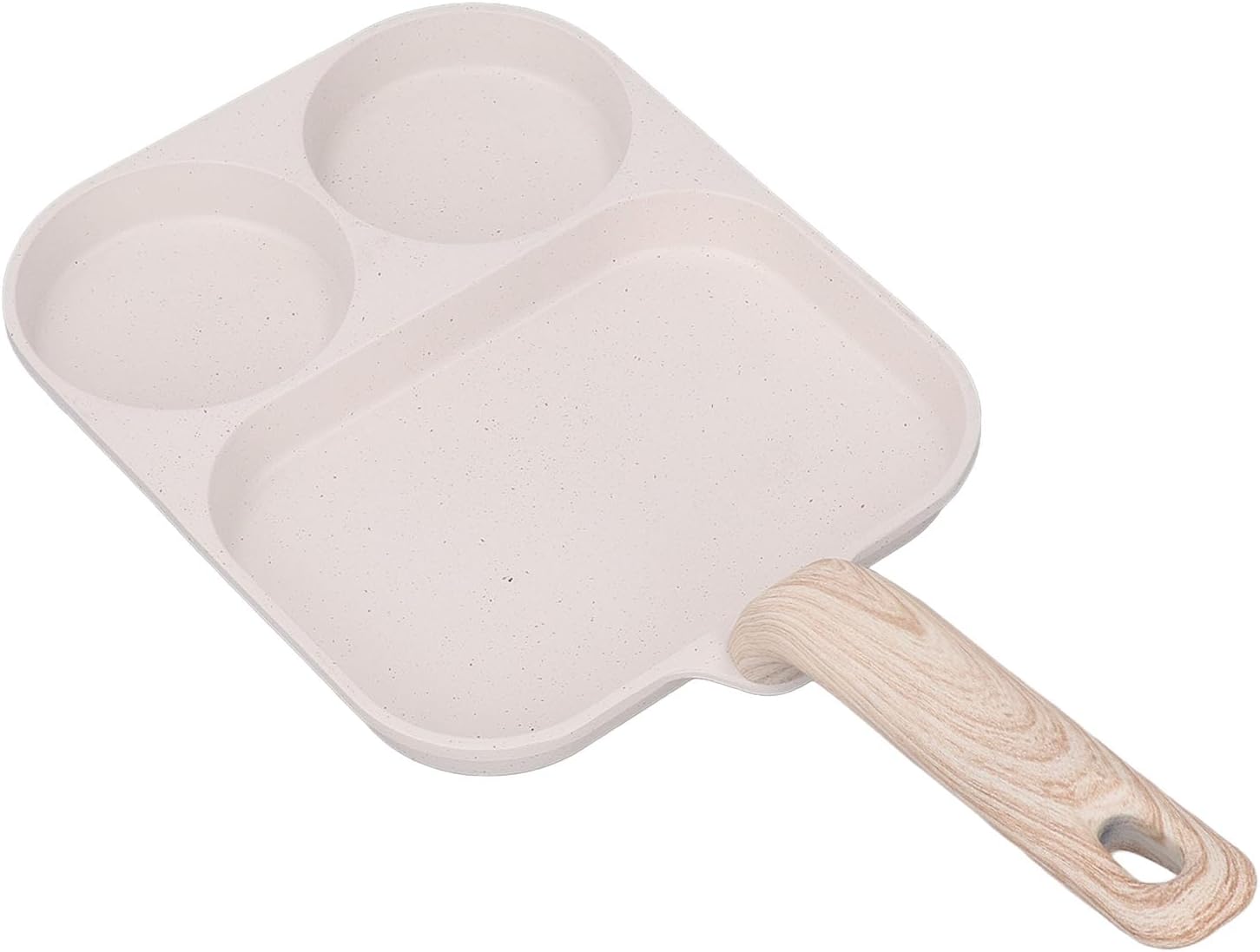 Egg Frying Pan, 3 Section Square Nonstick Aluminium Alloy Omelette Pan, Comfort Handle Oversized Style Grill Pan for Gas Stove Induction Cooker