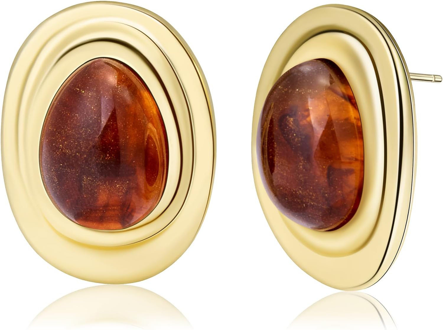 Acrylic Gold Stud Earrings Chunky Statement Vintage Jewelry for Women