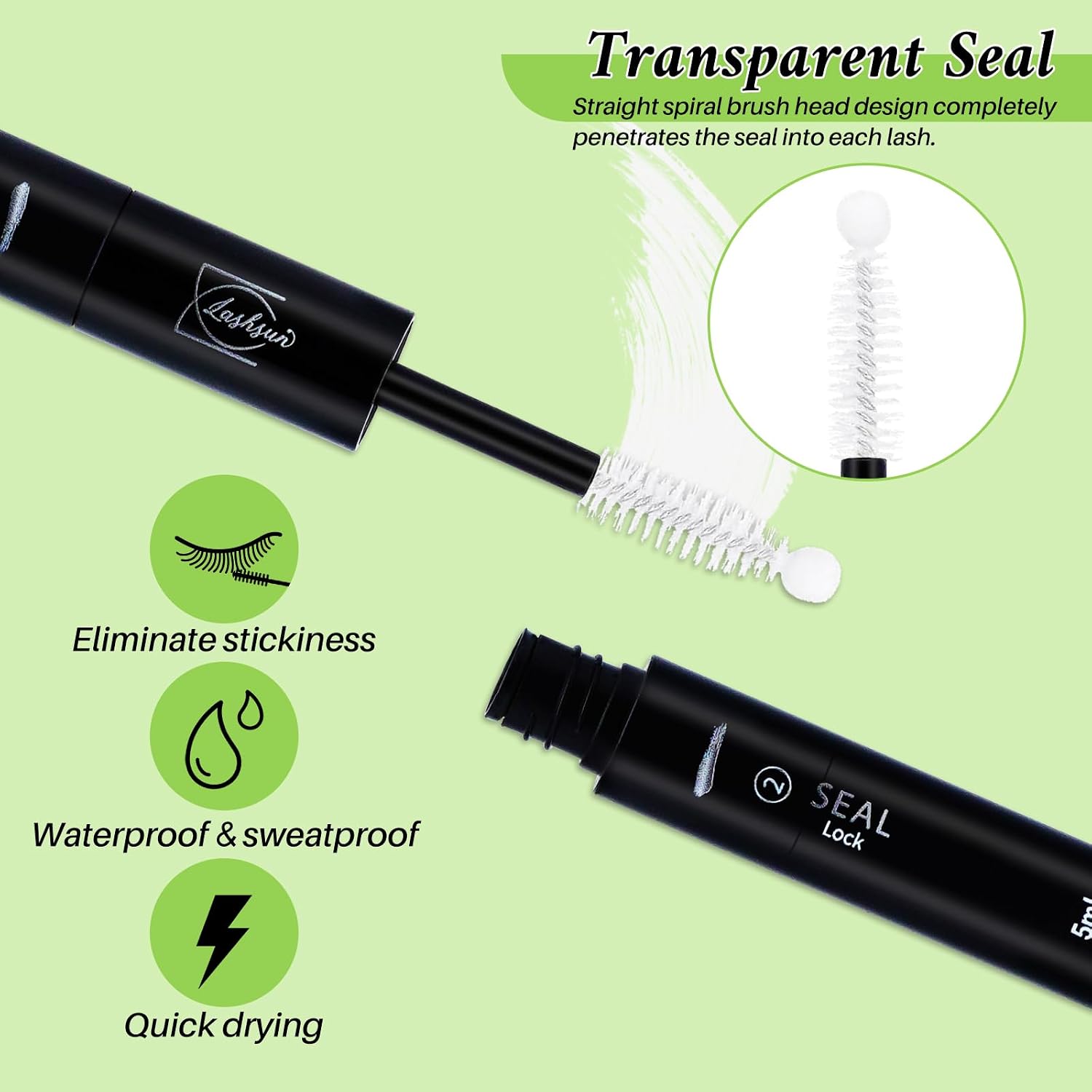 Lash Cluster Glue, 2-in-1 Bond and Seal, Waterproof & Strong Hold 72 Hours for DIY Eyelash Extensions, Eyelash Adhesive Black Latex-Free Eyelash Adhesive for DIY Lashes Home Use (5ml)