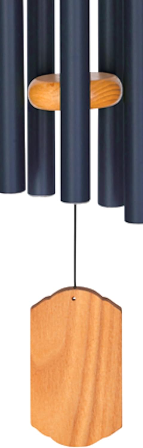 Carson 21" Wood and Navy Chimes - Classic Windchime - Wood Windchime for Outdoor Decor - Garden Patio Porch