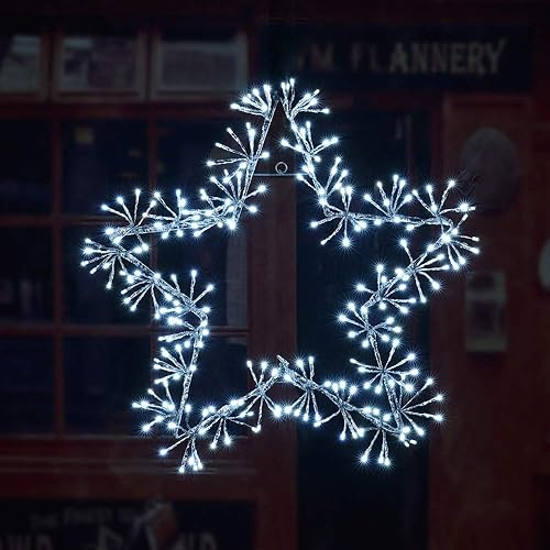 LIGHTSHARE 240 luces LED de estrella de Navidad de 24 pulgadas, luces parpadeantes, blanco frío, enchufe para decoración del jardín del hogar,