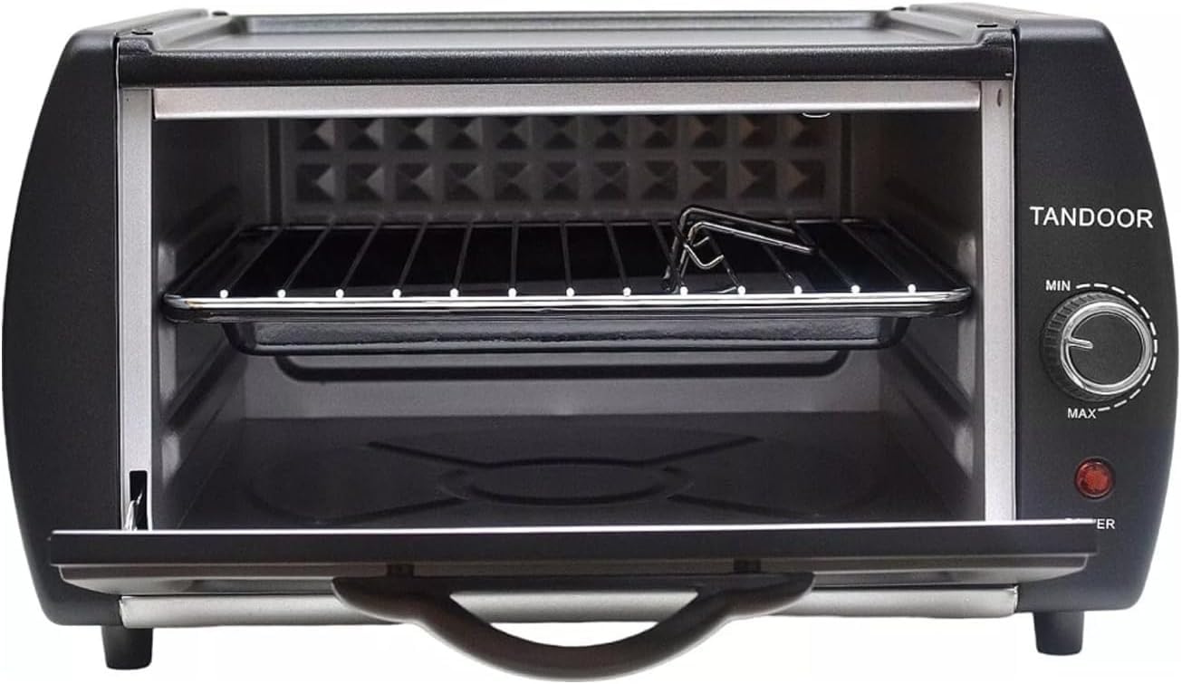 Forno Tandoor Elettrico 2100W Professionale Vetro Temperato Piastra Antiaderente 35x40x23 cm