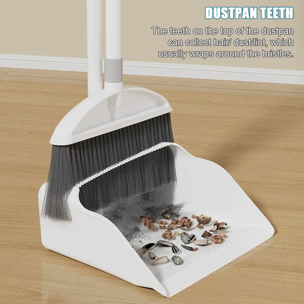 Set Scopa e Paletta, Scopa con Manico Lungo da 50,4" e Paletta per la Polvere Resistente con Denti autopulenti, Ideale per la Pulizia del Pavimento dell'ufficio o della casa