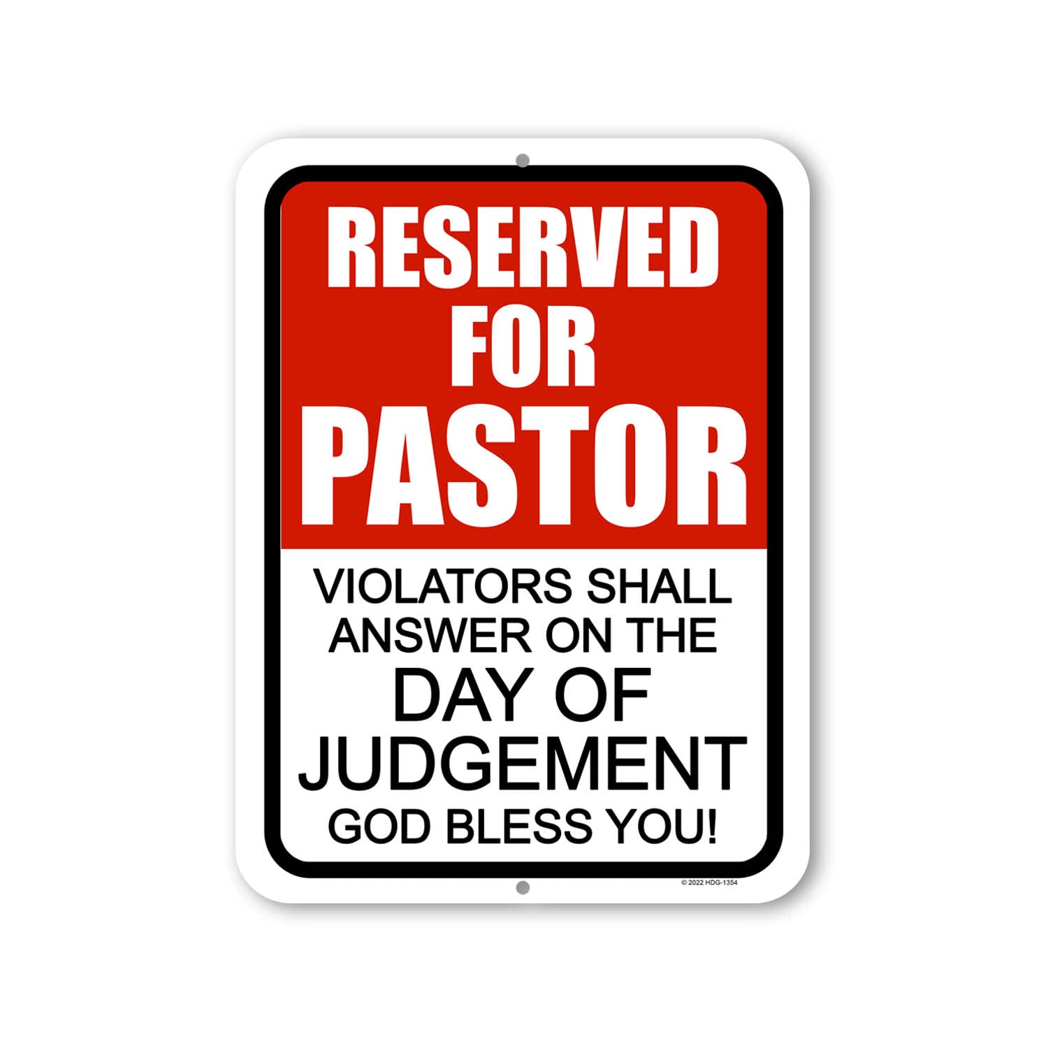 Honey Dew Gifts, Reserved for Pastor Violators Shall Answer on the Day of Judgement God Bless You!, 9 inch by 12 inch, Made in USA, Metal Sign, Funny Signs, Room Decor, Parking Sign, Reserved Signs