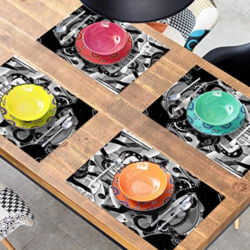 Set de table chat noir tapis de table thermorésistant chat de cuisine x6 - 8