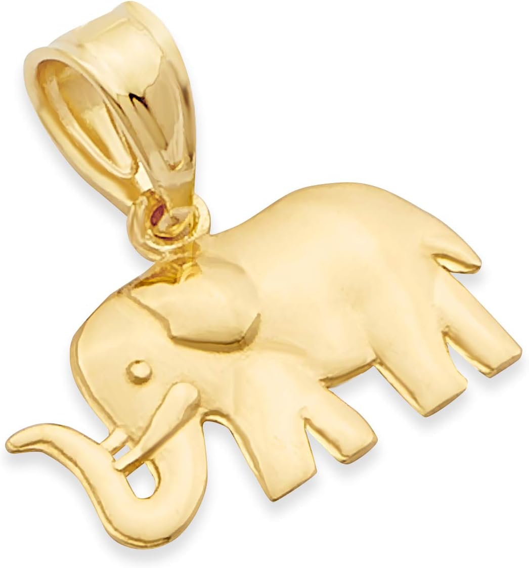 14k REAL Yellow Gold Elephant Charm Pendant