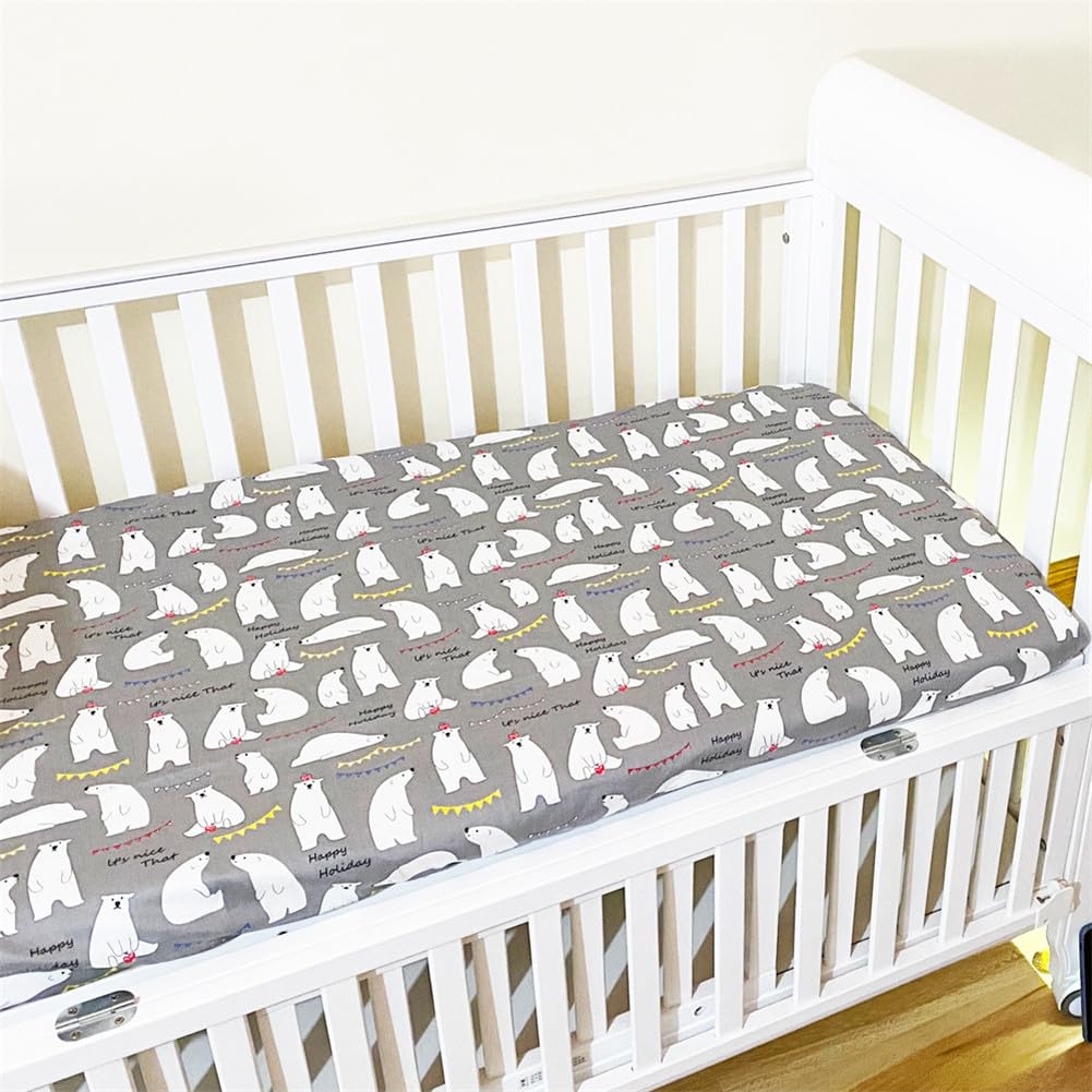 Odot Cot Bed Sheets, Bedside Cribs Fitted Sheets for Boys and Girls, Baby Bed Sheets Cot Bed Mattress Protector, Bassinet Sheets, Easy Care Soft and Dureable (120x60cm,Grey)