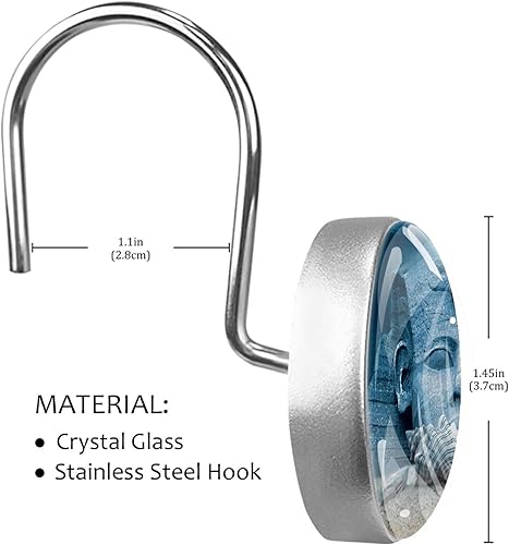Miniatura 3 de Sphinx and Pyramids - Ganchos para cortina de ducha bajo el agua, resistentes al óxido, ganchos de ducha antideslizantes de metal para barra de