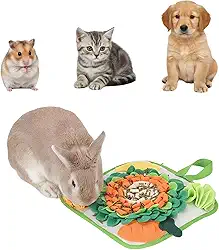 Tapete de forrageamento de coelho – Tapete de Snuffle de 30 x 30 cm para coelhos, tapete de rapé de coelho, ideal para porquinhos-da-índia, hamsters e mais – antiderrapante e lavável na