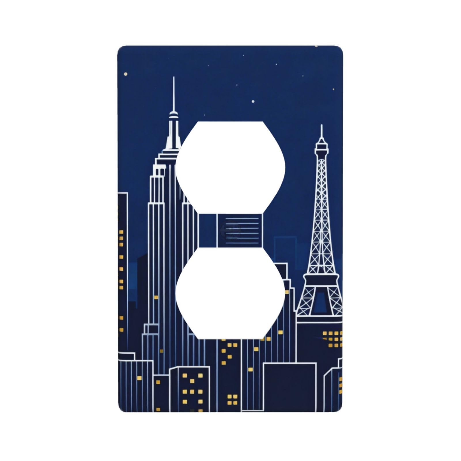 City Skyline Silhouette Decorative Switch Plate Cover-Unbreakable Polycarbonate Wall Plate for Home Office, 1 Gang with Screws