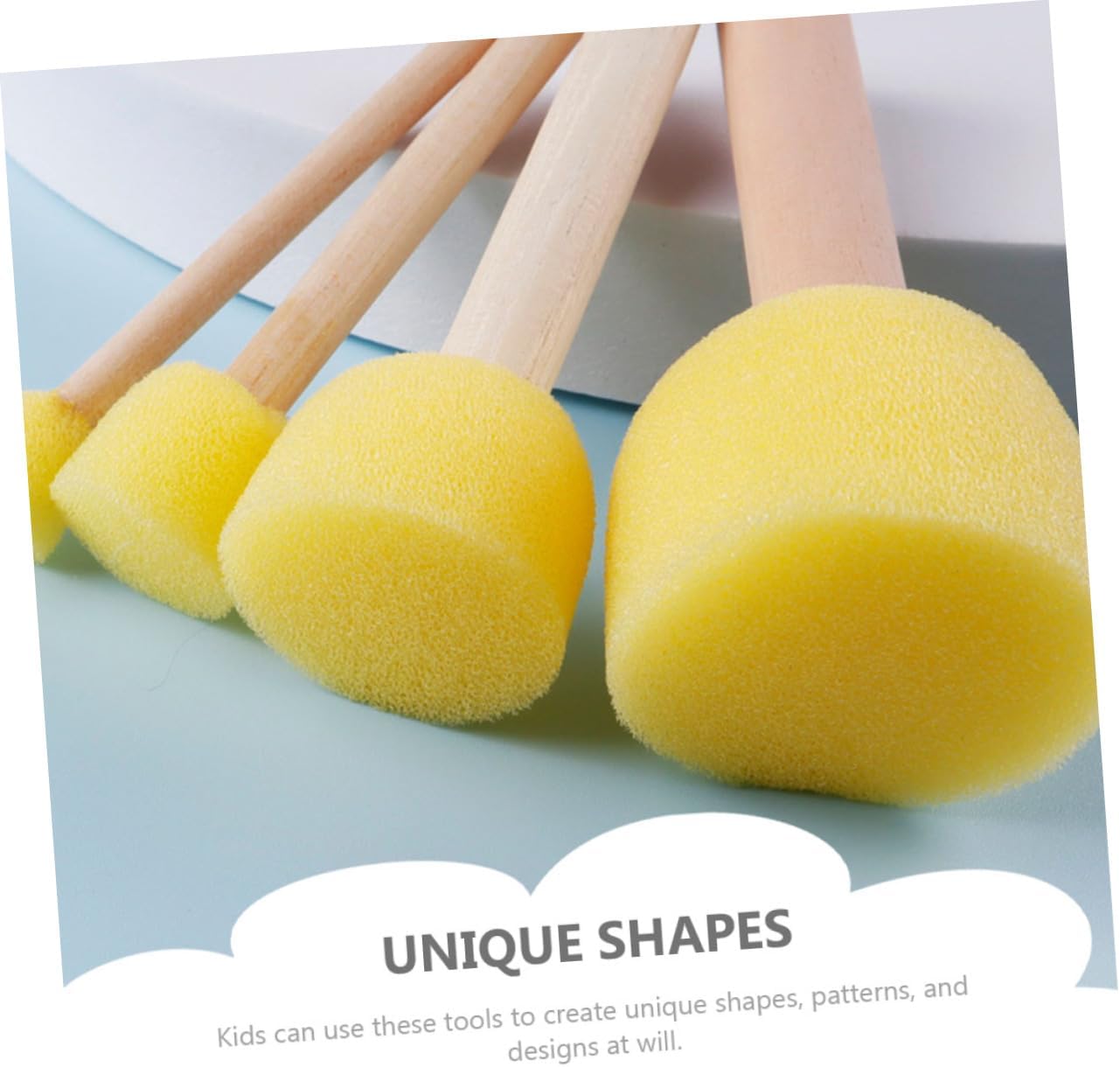 12 Pcs DIY Painting Sponge Seal Wooden Handle Doodling Brushes for Art Projects for Watercolor and Oil Painting Supplies
