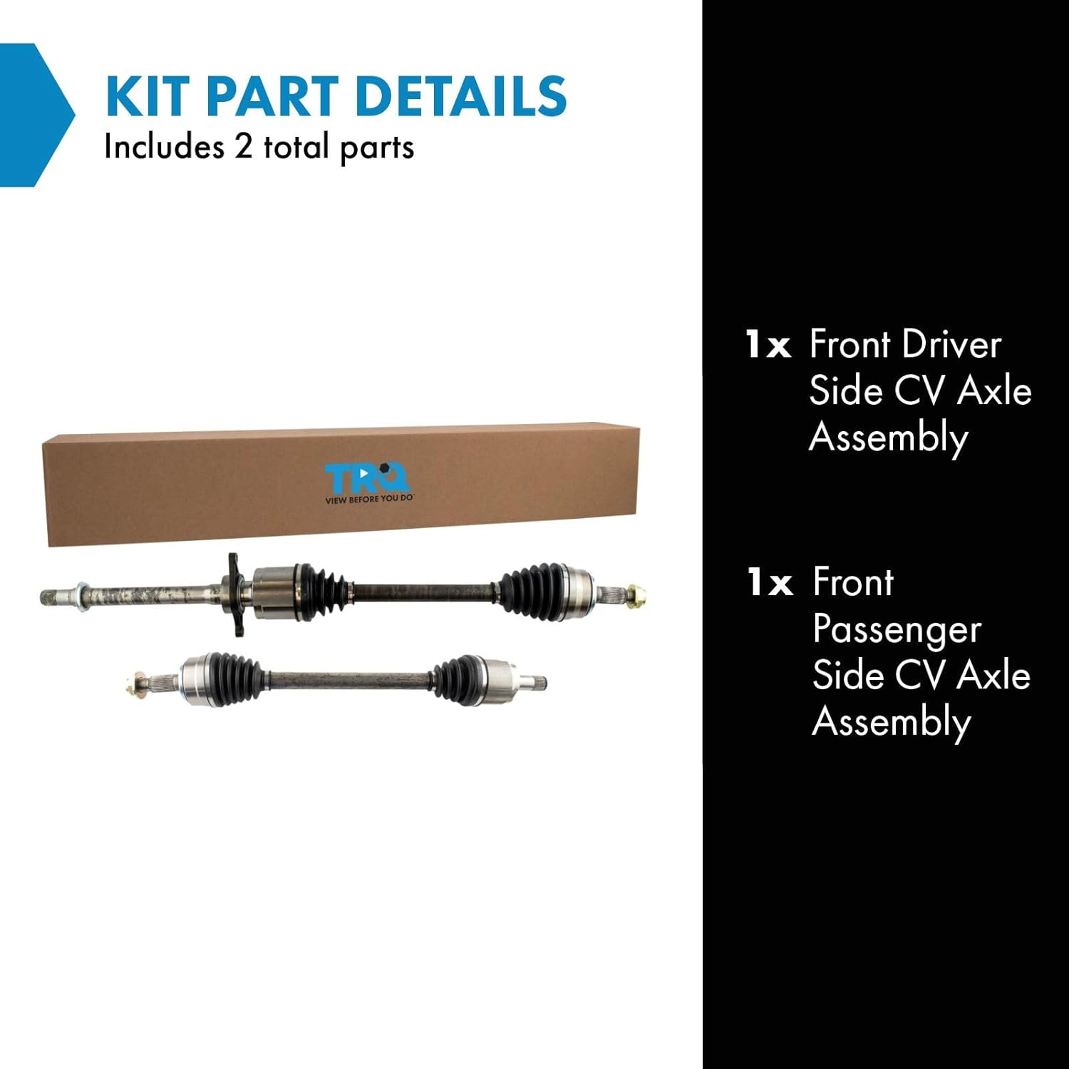 TRQ Front Driver and Passenger Side CV Axle Assembly 2 Piece Set Compatible with 2011-2013 Honda Odyssey EX LX EX-L - Verify Fitment