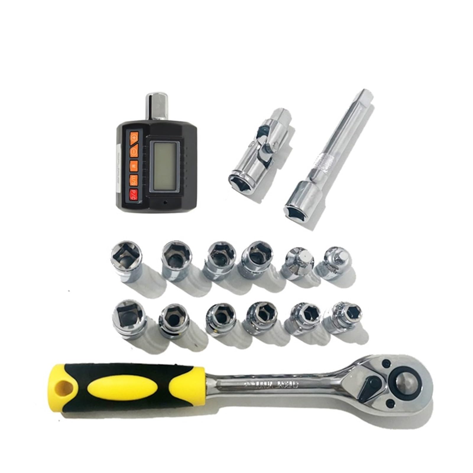 Llave dinamométrica digital, Juego de medidor torsión Digital, probador, adaptador, llave bujía, herramientas Reparación bicicletas y automóviles(20-200Nm sets)