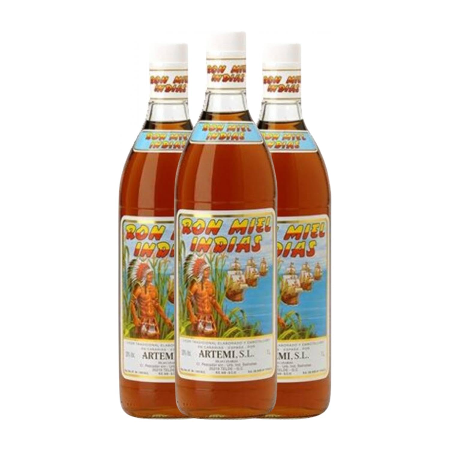 Ron Artemi Miel Indias Gran Canaria 1 L (Caja de 3 Botellas de 1 L)