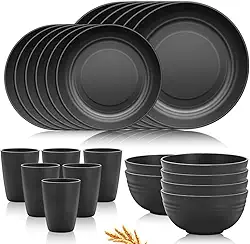 24 Peças Conjunto de Louça de Palha de Trigo, Aparelho de Jantar, Jogo de Prato, Jogo de Pratos de Jantar, Pratos de Jantar, Jogo de Pratos, Prato, Conjunto de Pratos