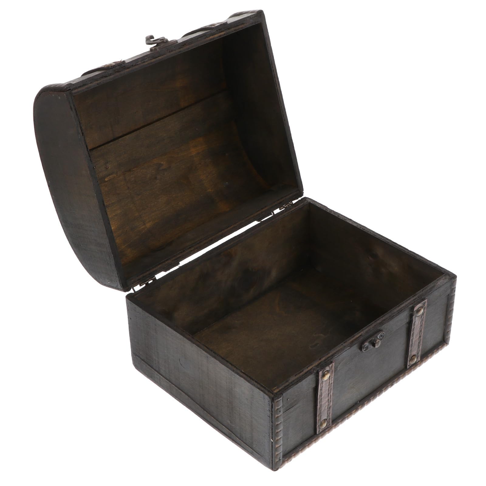 Boîte de rangement en bois rétro avec finition soignée et structure compacte durable