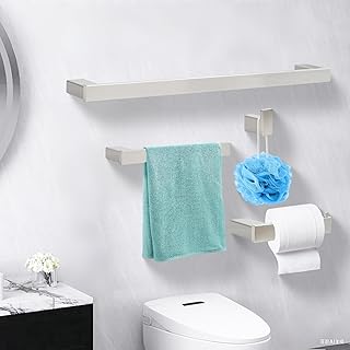 Klabb 4-Piece Metallic Silver Bathroom Hardware Set, 24 Inch SUS304 Stai...