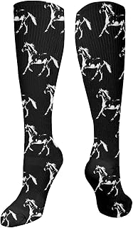 942 Men Women Socks Horse Trot On Black Ladies Socks Durable Outdoor Boot Socks Soft Basketball Football Socks, 50cm