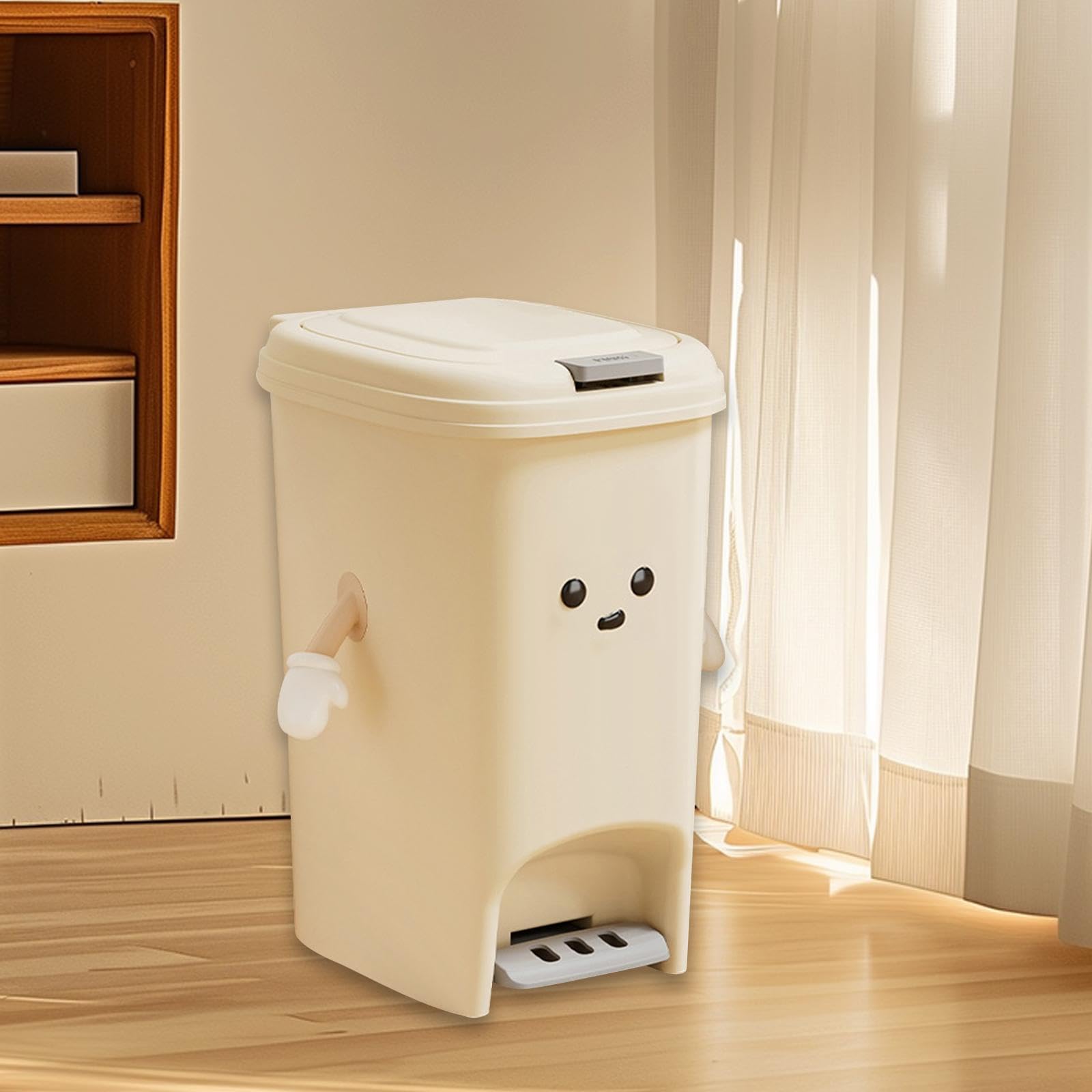 Fenteer Papelera con Pedal para pisar Papelera Papelera Rectangular Papelera con Pedal Papelera para Sala de Estar Estudio Hogar, 20l