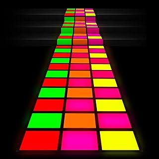 118 x 39 Inch Neon Dance Floor Halloween Light up Dance Floor Neon Party Decorations Blacklight Rug Glow in The Dark UV Reactive Fluorescent for Neon Birthday Wedding Party Favors