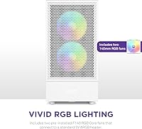 Vista 4 de NZXT H5 Flow RGB Estuche compacto ATX para juegos de PC de torre media – Panel frontal perforado de alto flujo de aire – Panel lateral de vidrio