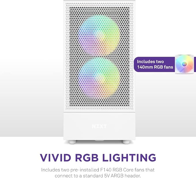 Gabinete NZXT H5 Flow RGB Mid-Tower Blanco miniatura 4