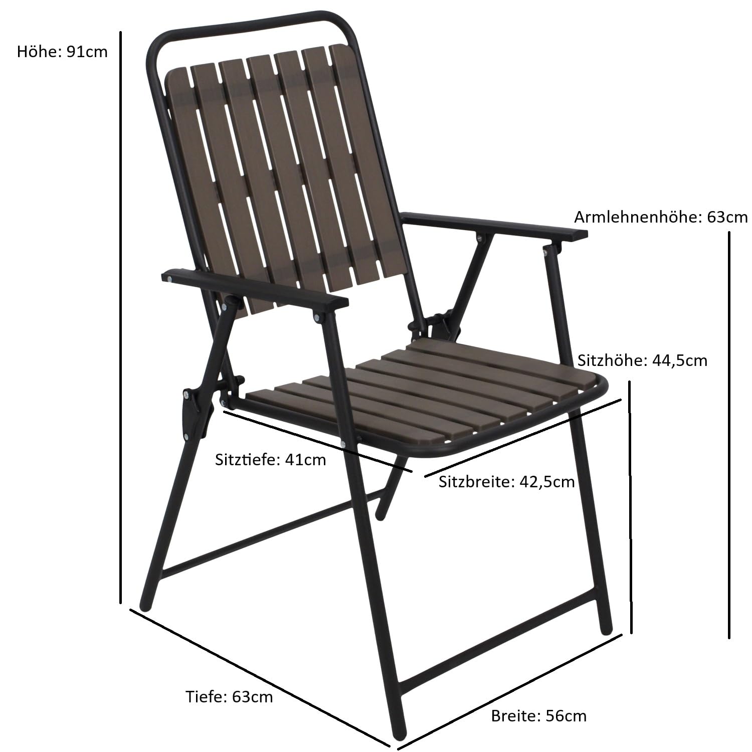 DEGAMO Klappsessel Campingstuhl ASCIANO, Metall anthrazit + Kunststoff in Holzoptik grau, klappbar, wetterfest, Outdoor