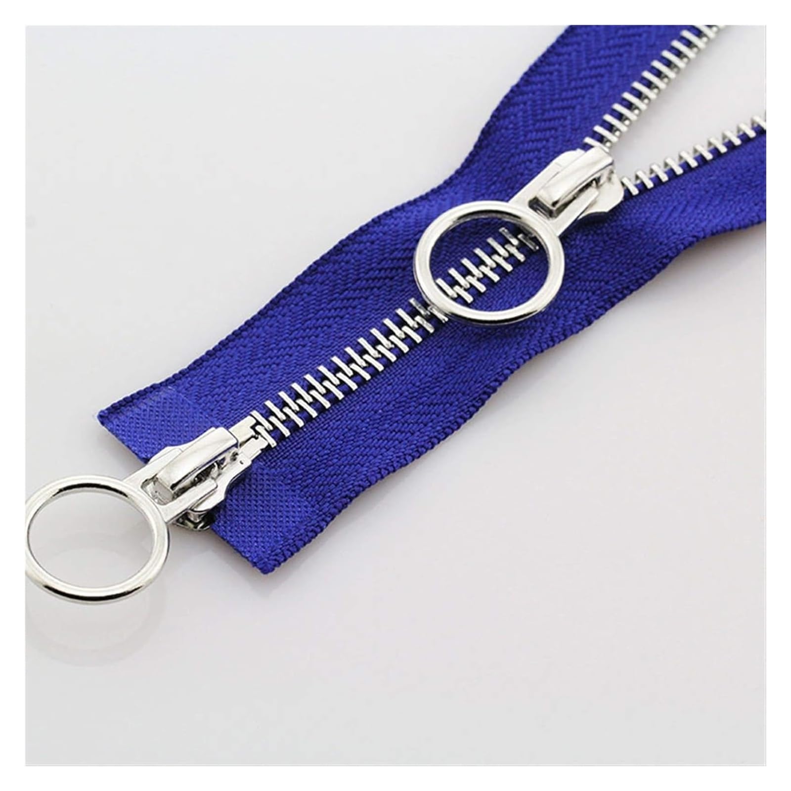 dfEDRd Nylon Coil Zipper by The Yards, 1pc 5# Double Slider Open-end Zipper,O Ring Head Auto Lock Metal Zippers(Royal Blue,90cm)