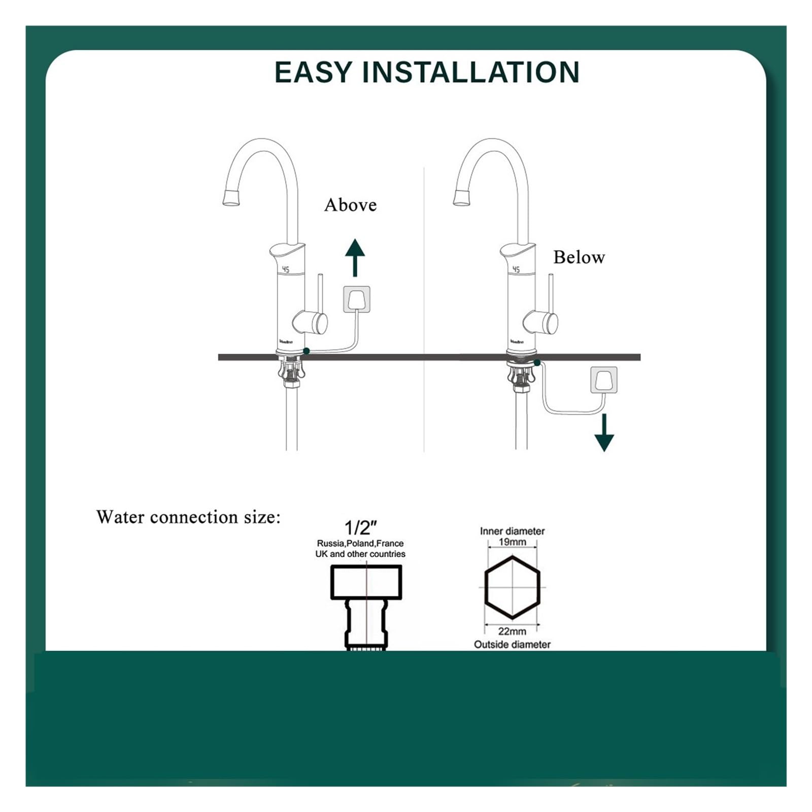 Scaldabagno elettrico Rubinetto da cucina for acqua calda istantanea 2 in 1 Scaldabagno senza serbatoio Rubinetto for riscaldamento rubinetto elettrico(Szary)