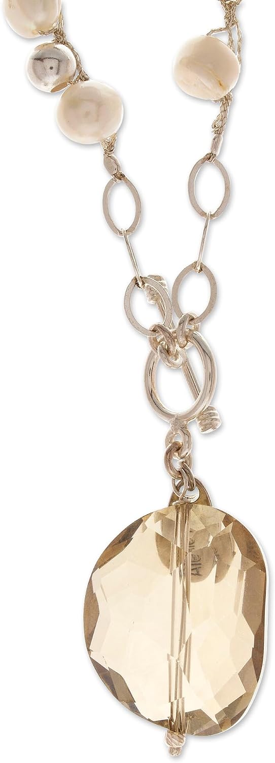 NOVICA Multi-Gem Tiger's Eye White Cultured Freshwater Pearl .925 Silver Beaded Jewelry Set
