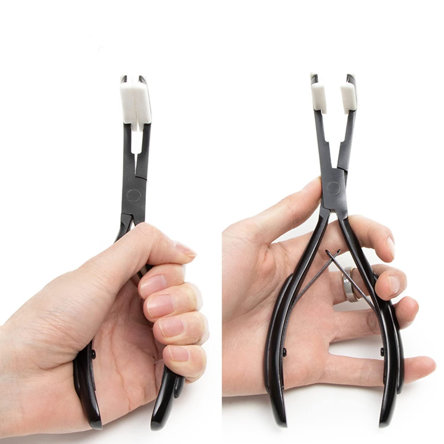 Tape In Hair Extensions Pliers Black Sealing Hair Extension Pliers Professional Hair Extension Tools 8Inch For Hair Stylist Hair Extensions Tools Kits
