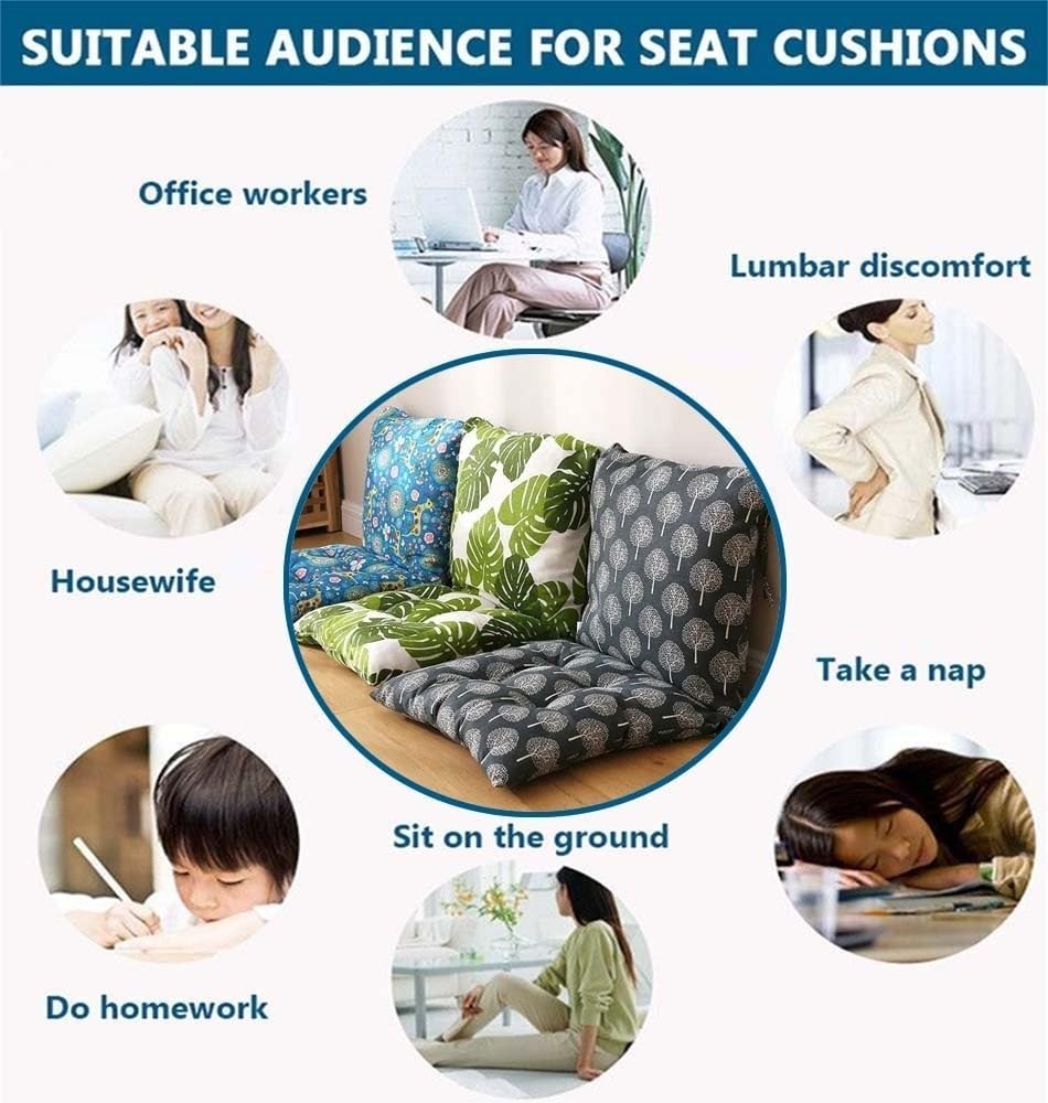 Coussin de Chaise avec Dossier Set de 1/2/4 Coussins d Assise 40x40/45x45/50x50cm Coton Coussin de Siège Exterieur/Interieur Jardin, Chaises de Bureau Coussin de Chaise(#21,40x40cm4pcs)