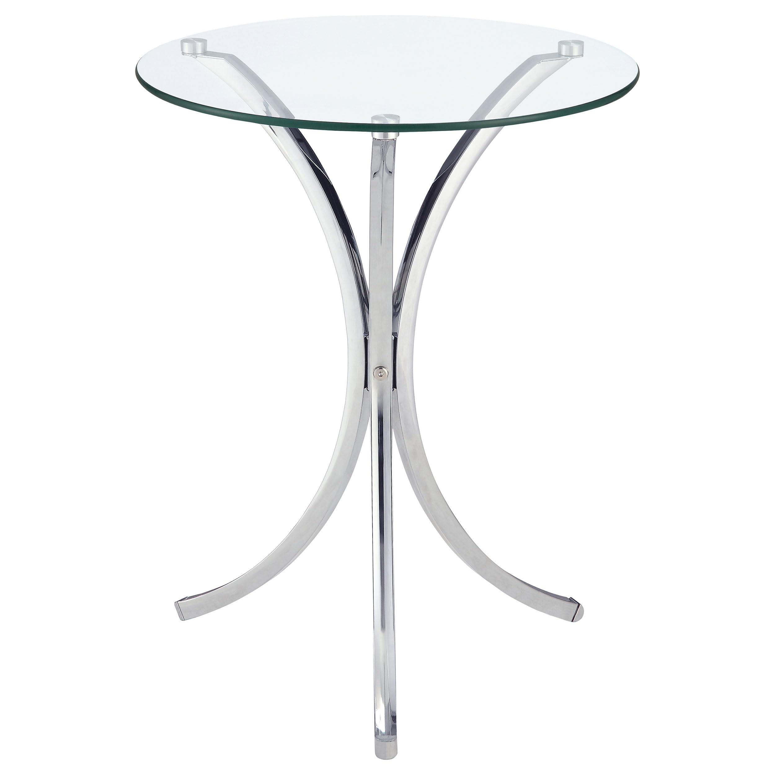 Coaster Home Furnishings - Eloise - Glass and Metal - 18-Inch Round Glass Top Contemporary Side Table with Curved Frame and Plastic Glides - Living