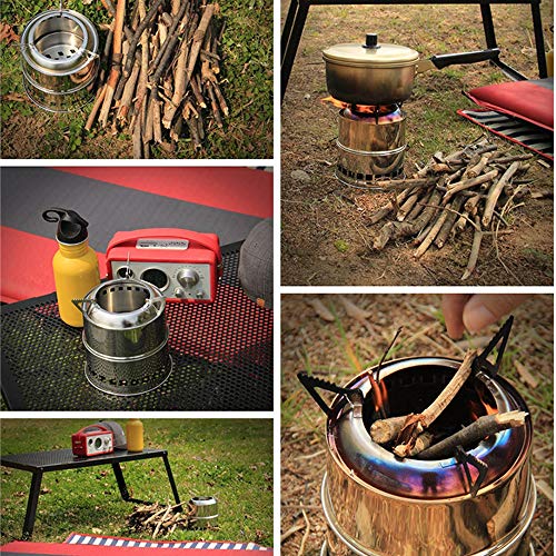 Picnic Burner, Andoer Queimador de madeira de acampamento dobrável de aço inoxidável queimador de co