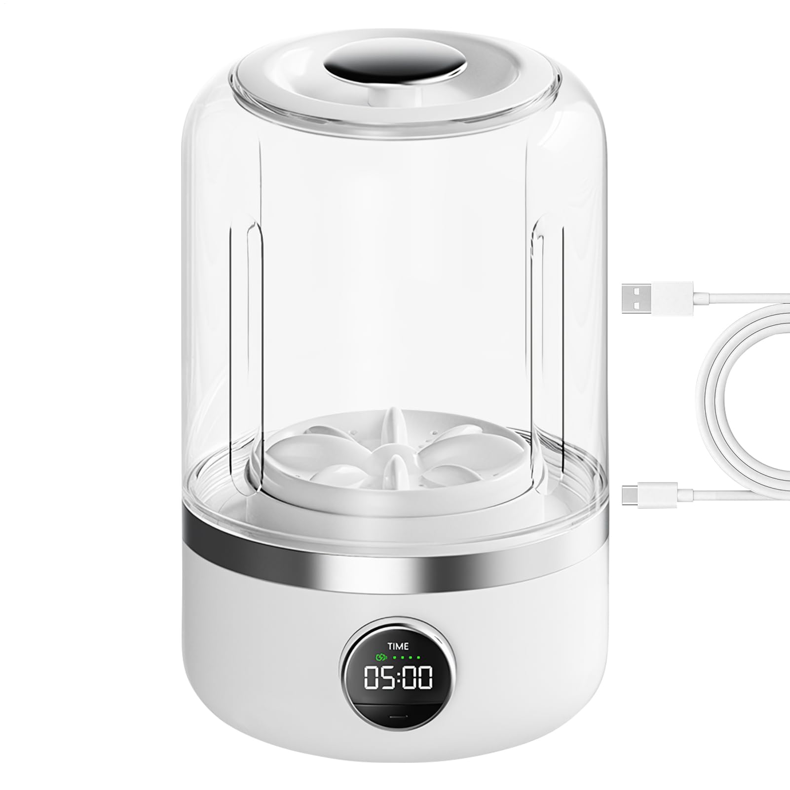 Underwear Washer, Portable Panty Washing Machine with Double Cleaning Modes, Compact Silent Laundry Appliance for Travel Apartment Dorm Camping Use, 13x14.3x21.1cm, White