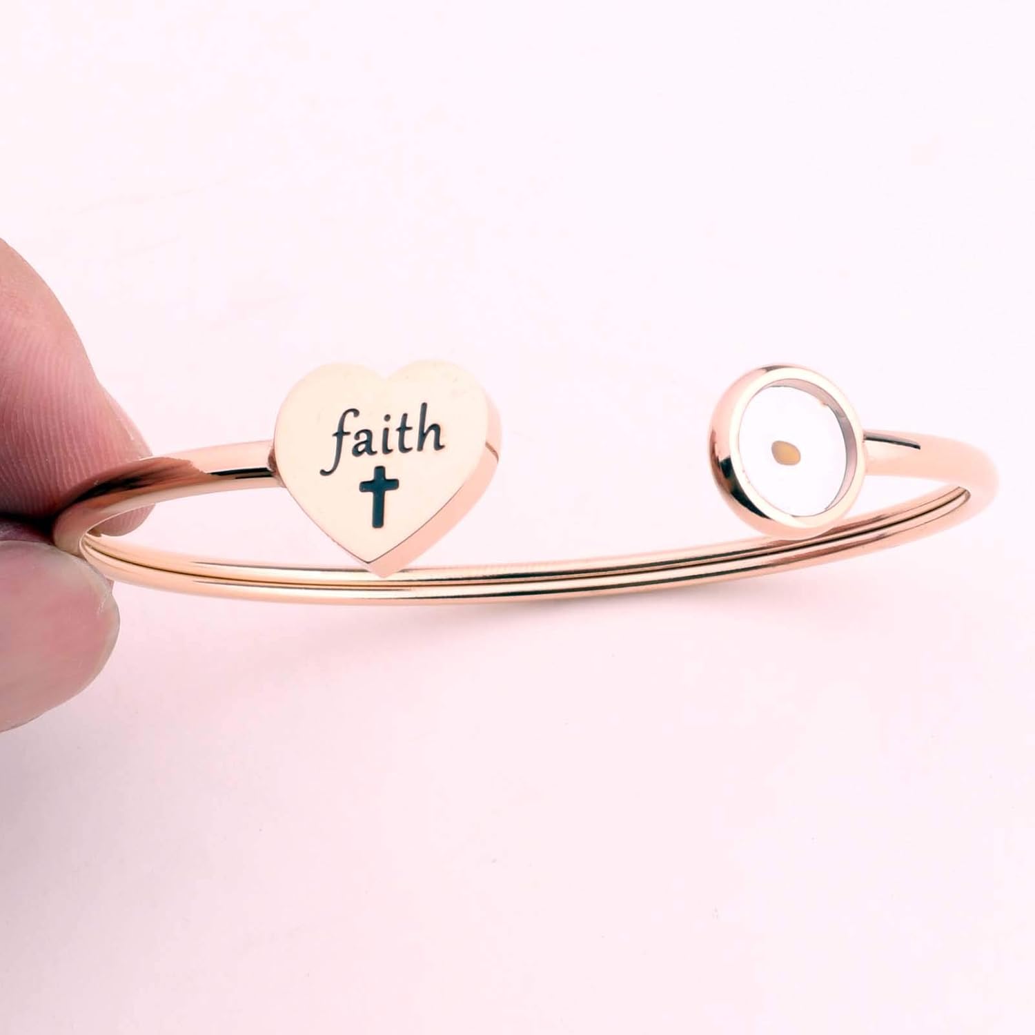 Inspirational Mustard Seed Bangle Faith Cross Cuff Bracelet Jewelry Christian Gift - Image 3