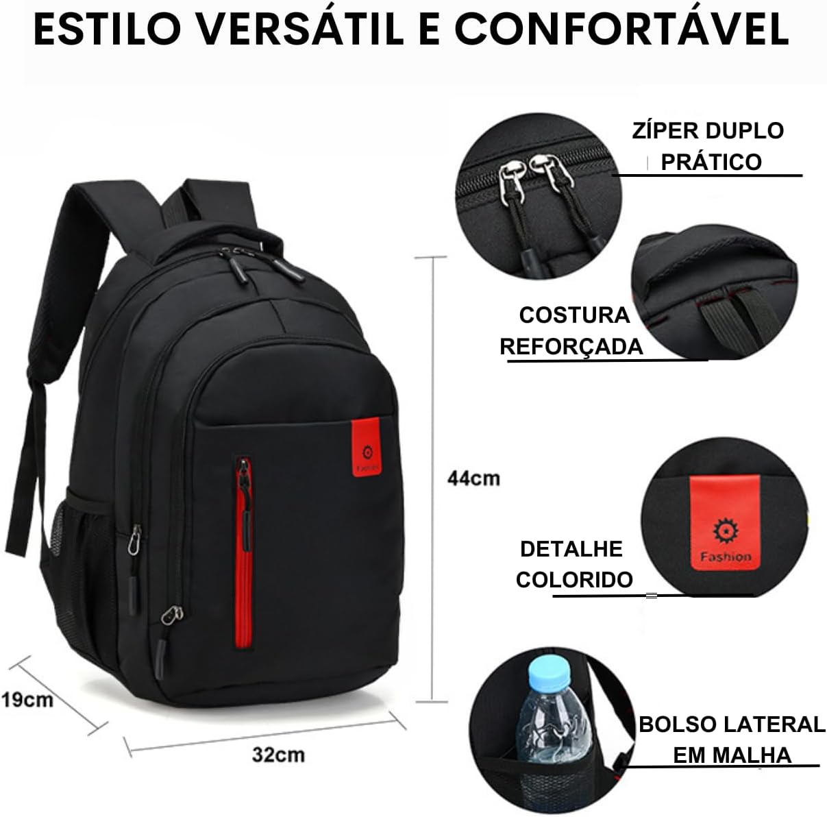 Mochila Impermeável Reforçada Escola Viagem Trabalho Faculdade (Azul)